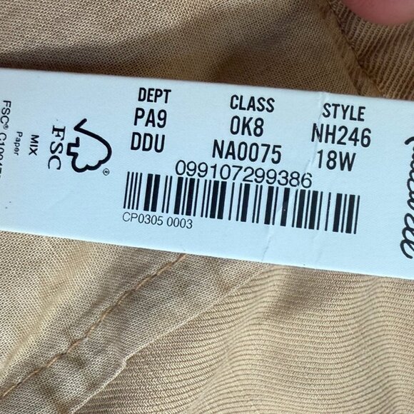 Madewell Women Plus Leg Harlow Wide Leg Pant Drapey Twill Linen Sz 18W Beige NWT - Picture 9 of 14